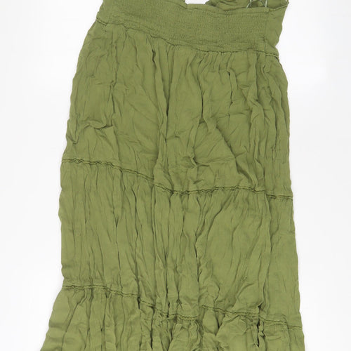 Accessorize Womens Green Viscose A-Line Size 12 Halter Pullover - Tassled