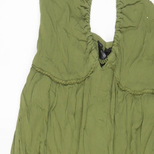 Accessorize Womens Green Viscose A-Line Size 12 Halter Pullover - Tassled