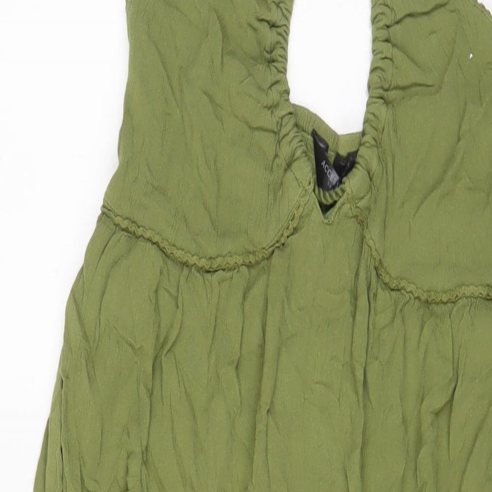 Accessorize Womens Green Viscose A-Line Size 12 Halter Pullover - Tassled