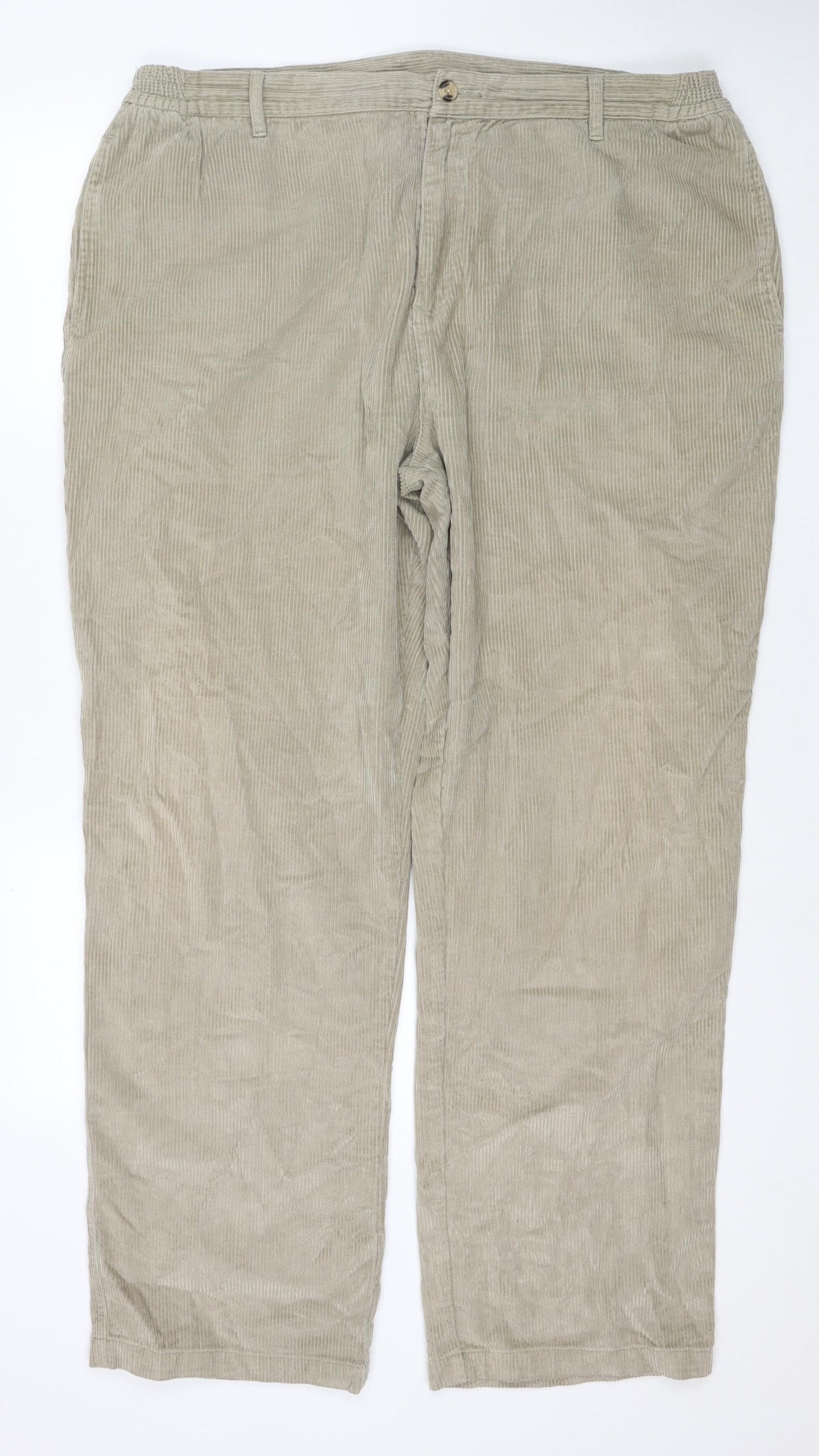 Cotton Traders Mens Beige Cotton Trousers Size 42 in L32 in Regular Zip