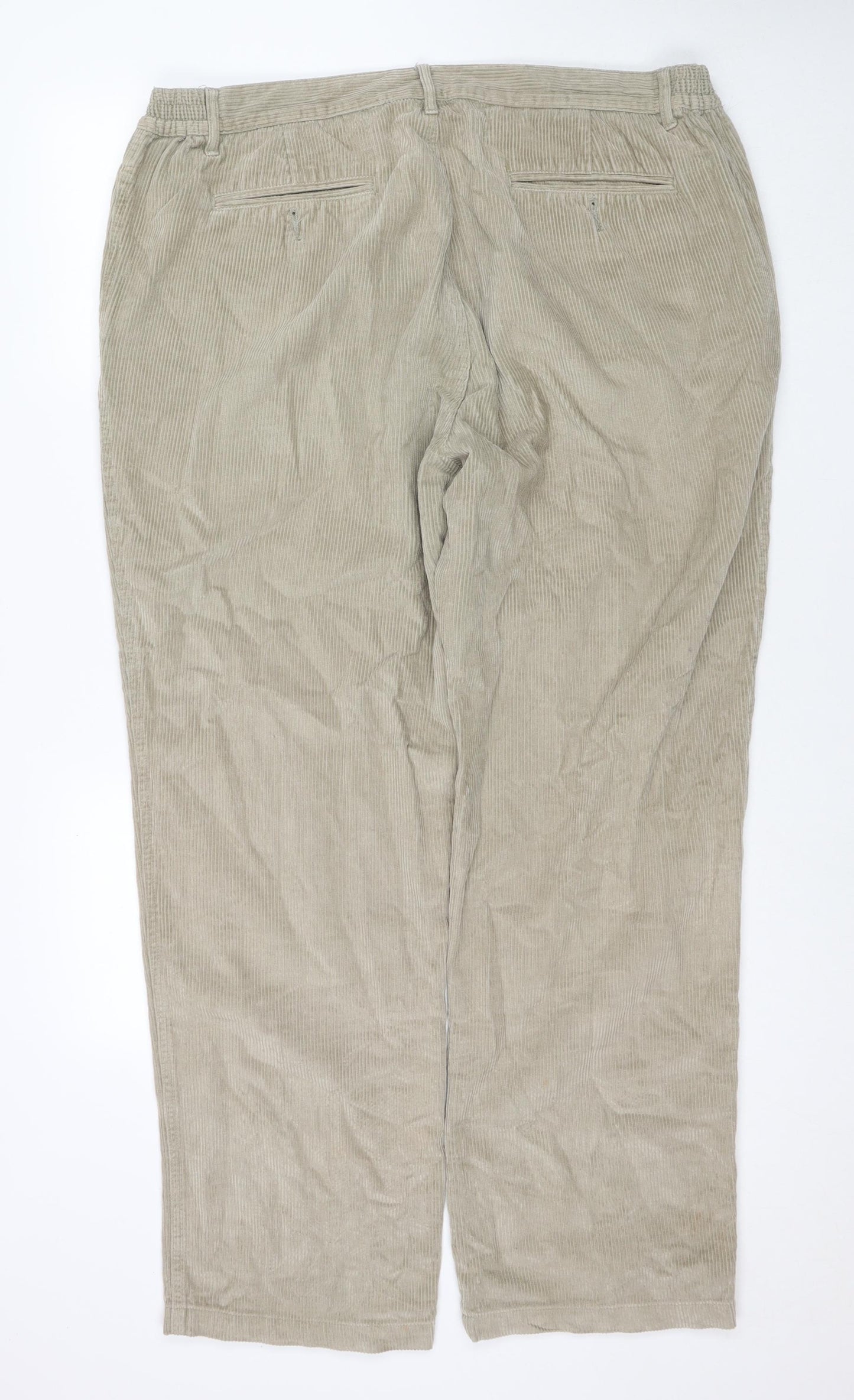 Cotton Traders Mens Beige Cotton Trousers Size 42 in L32 in Regular Zip