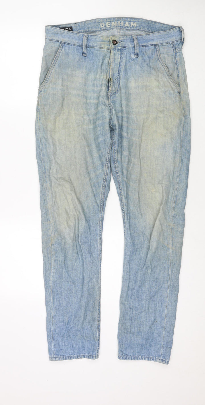 Osaka Womens Blue Cotton Straight Jeans Size 31 in L30 in Regular Zip