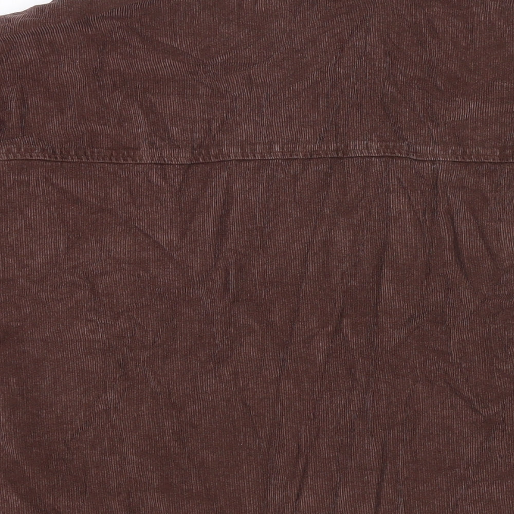 Divided by H&M Mens Brown Cotton Button-Up Size M Collared Button