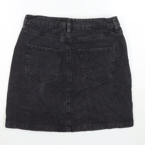 F&F Womens Black Cotton A-Line Skirt Size 10 Zip