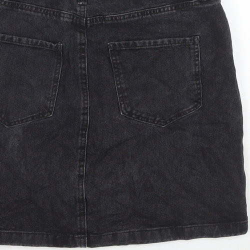 F&F Womens Black Cotton A-Line Skirt Size 10 Zip