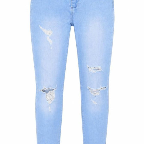 River Island Girls Blue Cotton Skinny Jeans Size 12 Years L28 in Regular Zip - Distressed