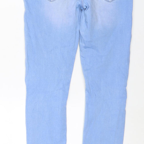 River Island Girls Blue Cotton Skinny Jeans Size 12 Years L28 in Regular Zip - Distressed