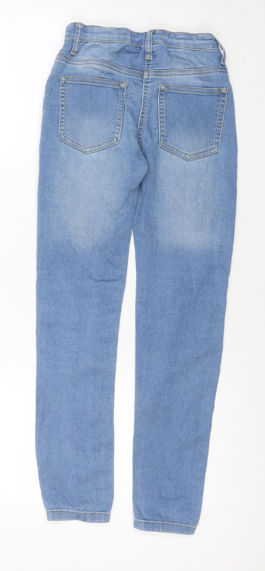 TU Girls Blue Cotton Skinny Jeans Size 10 Years L25 in Regular Zip