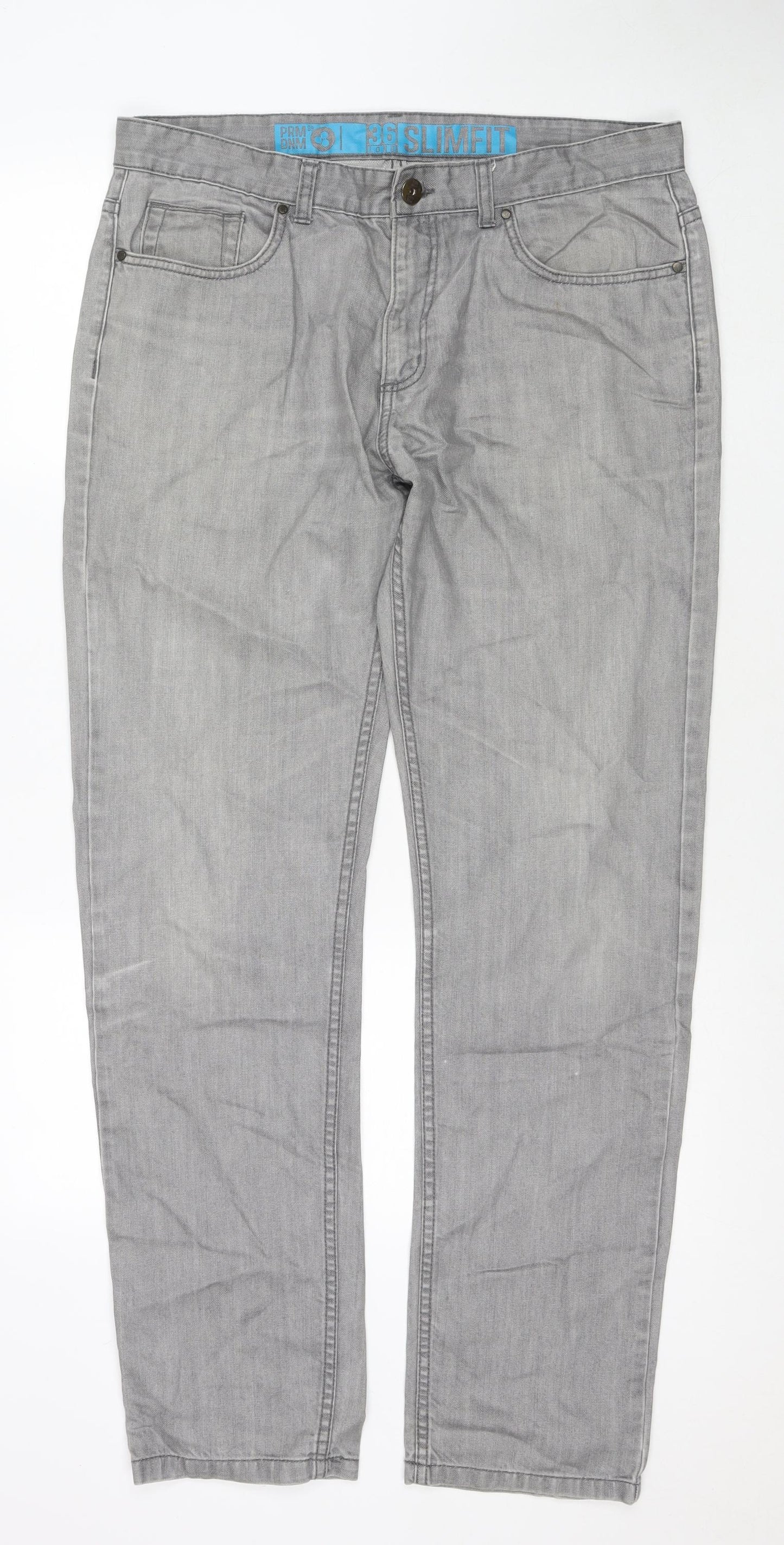 George Womens Grey Cotton Straight Jeans Size 36 in L33 in Regular Zip