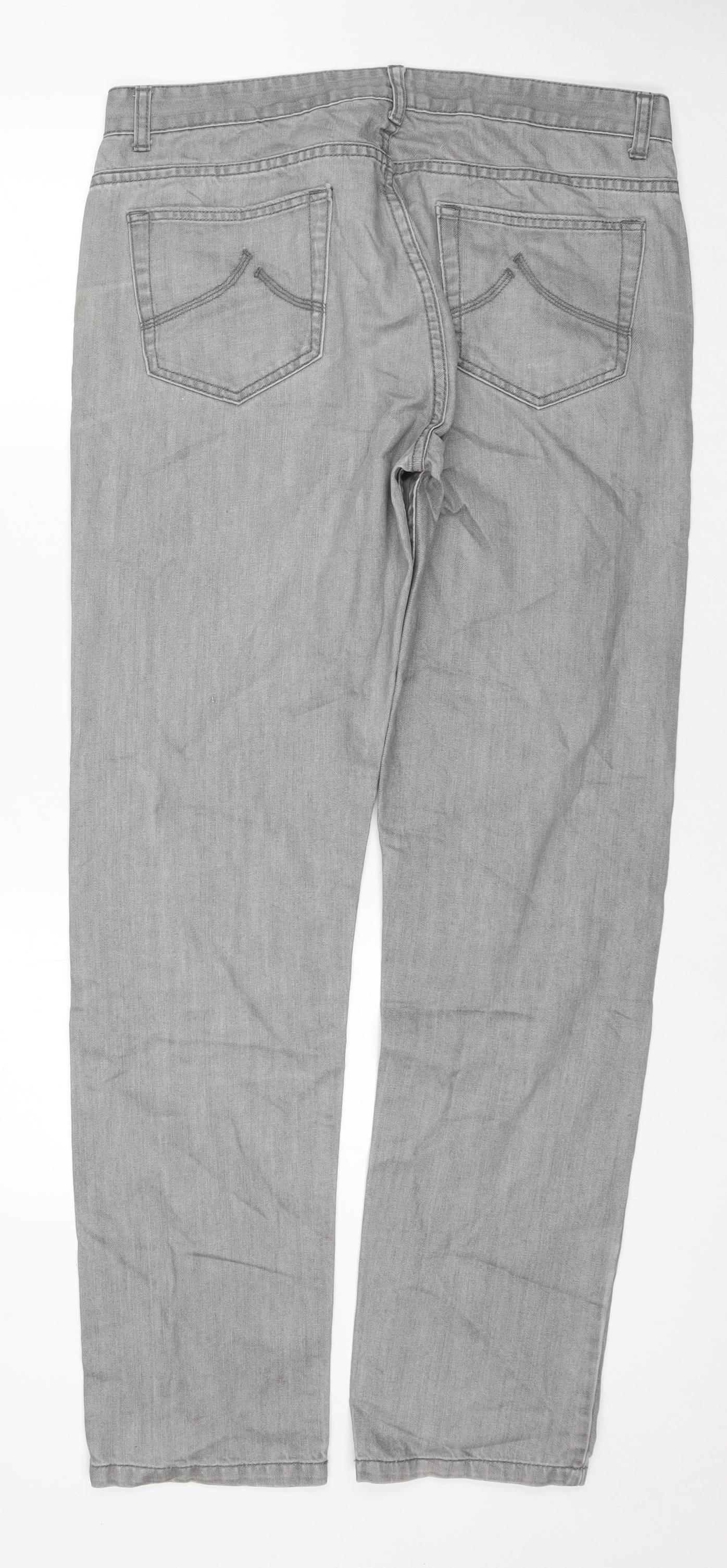 George Womens Grey Cotton Straight Jeans Size 36 in L33 in Regular Zip