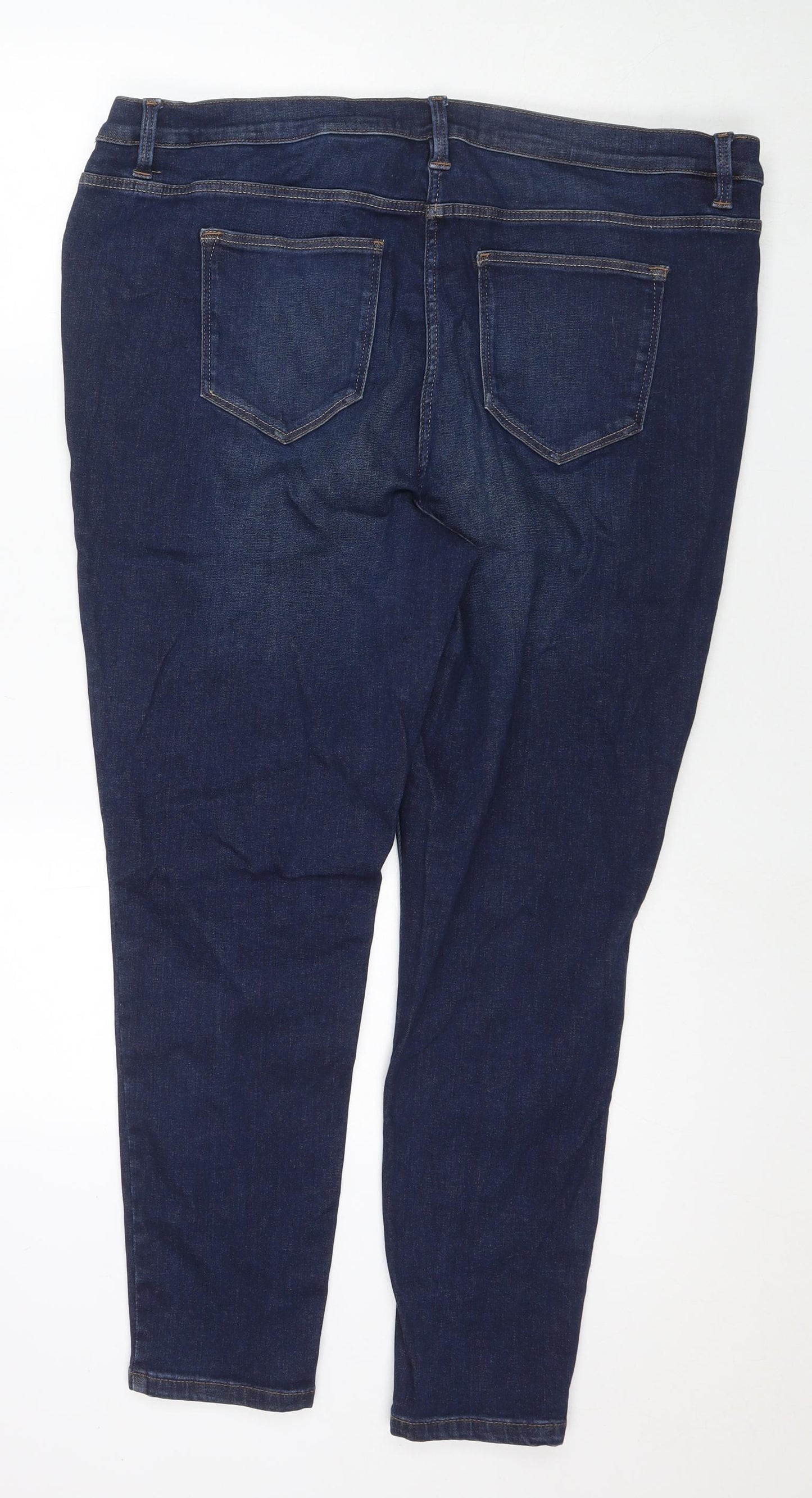 NEXT Womens Blue Cotton Skinny Jeans Size 20 L28 in Regular Zip