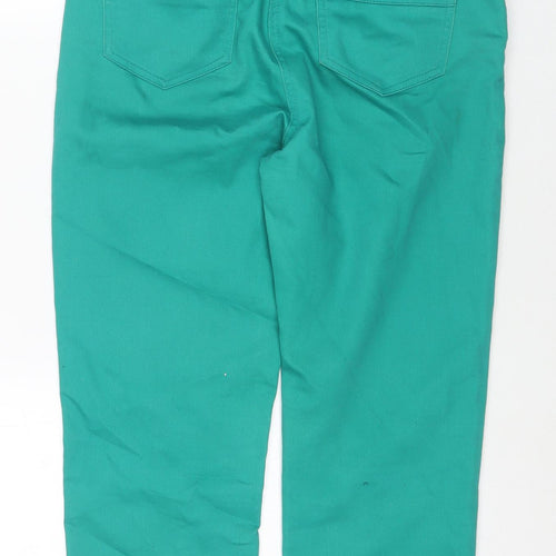 Soon Womens Green Cotton Cropped Jeans Size 10 L22 in Regular Zip - Belt Included