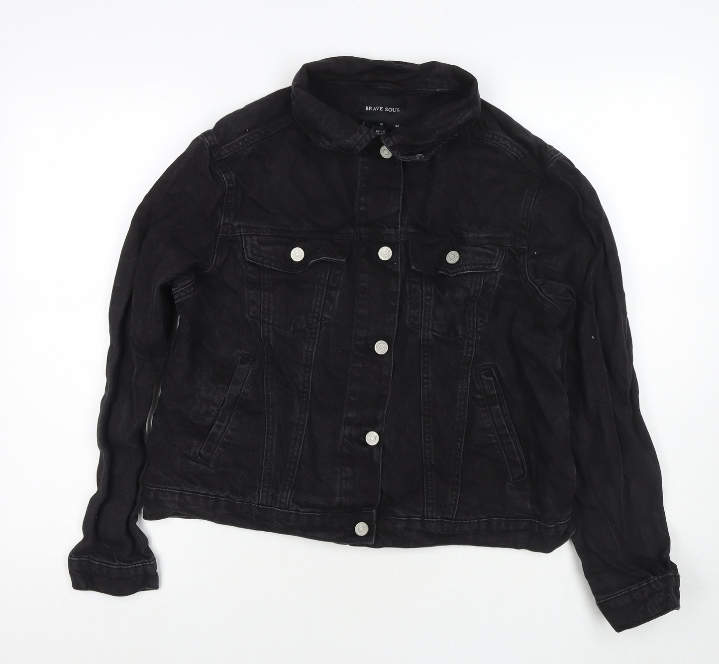 Brave Soul Womens Black Jacket Size 14 Zip