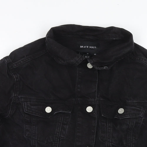 Brave Soul Womens Black Jacket Size 14 Zip