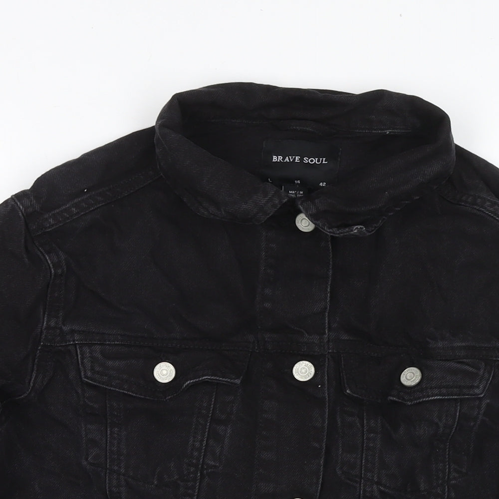 Brave Soul Womens Black Jacket Size 14 Zip