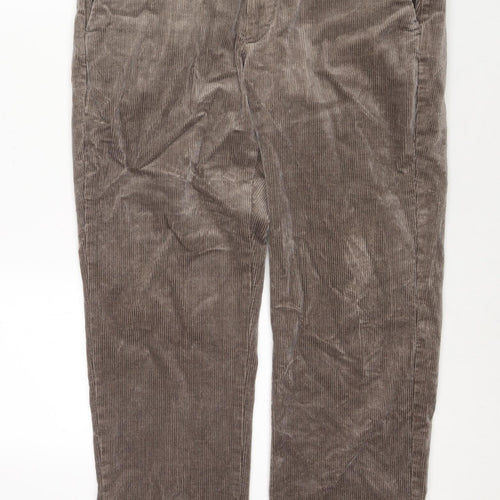 Marks and Spencer Mens Brown Cotton Trousers Size 32 in L29 in Regular Zip