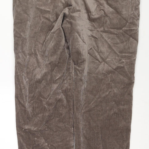 Marks and Spencer Mens Brown Cotton Trousers Size 32 in L29 in Regular Zip