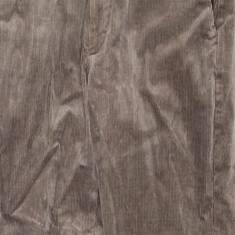 Marks and Spencer Mens Brown Cotton Trousers Size 32 in L29 in Regular Zip