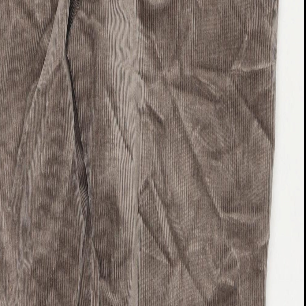 Marks and Spencer Mens Brown Cotton Trousers Size 32 in L29 in Regular Zip
