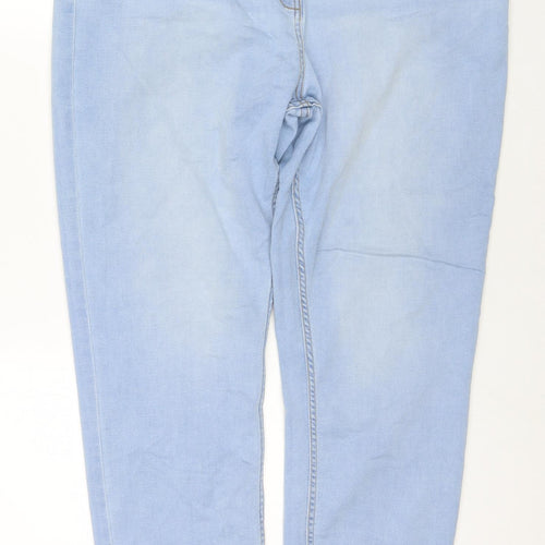 Papaya Womens Blue Cotton Straight Jeans Size 18 L29 in Regular Zip
