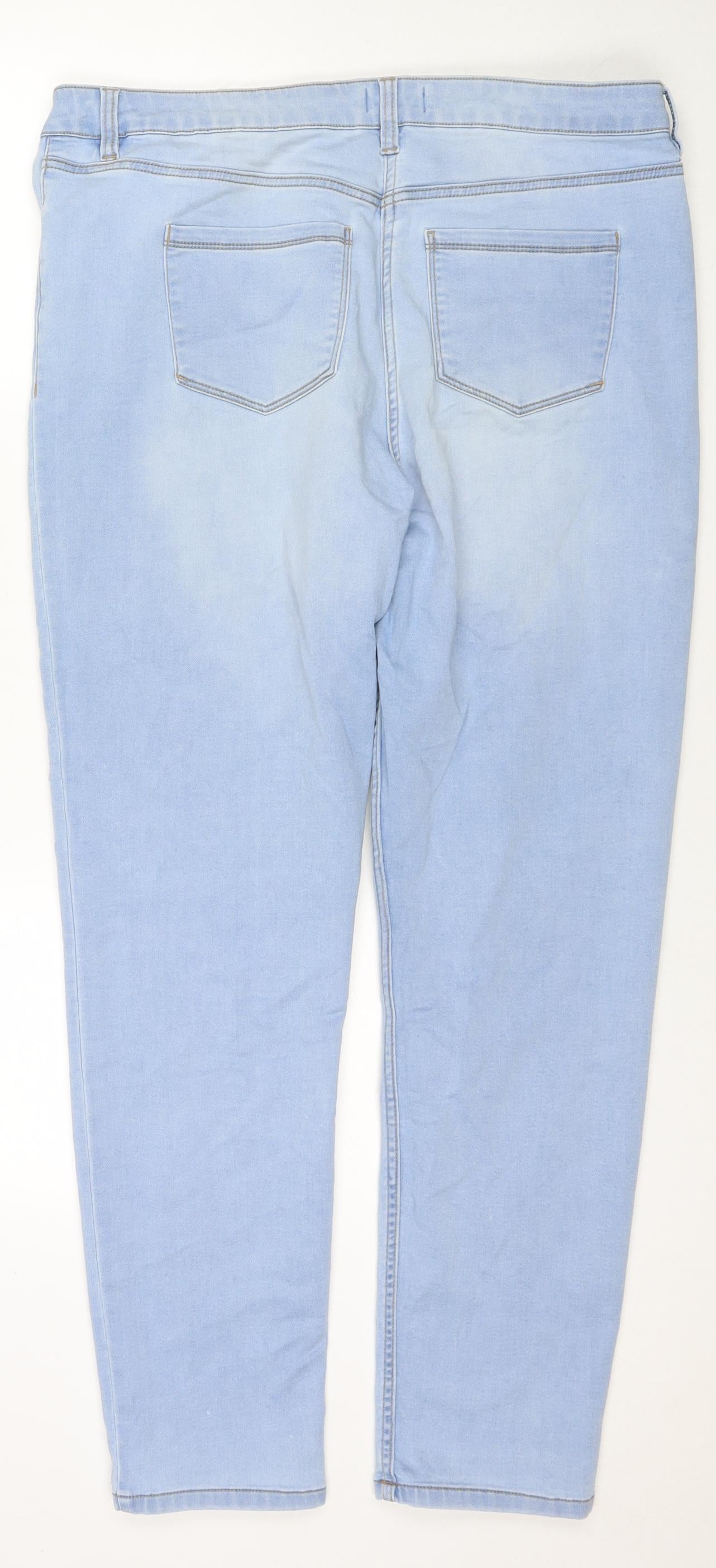 Papaya Womens Blue Cotton Straight Jeans Size 18 L29 in Regular Zip