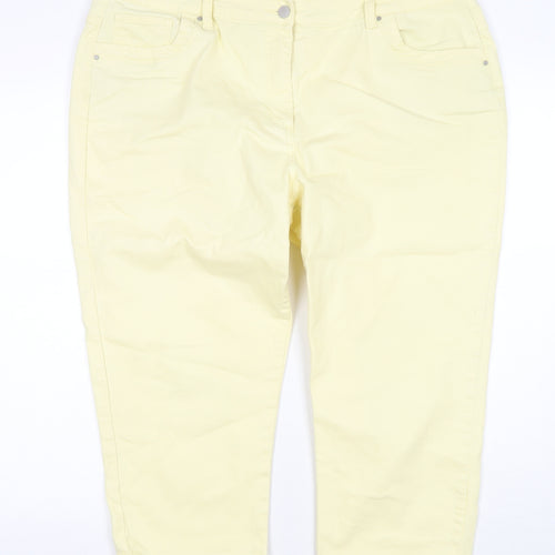 Bonmarché Womens Yellow Cotton Cropped Jeans Size 20 L20 in Regular Zip