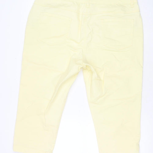 Bonmarché Womens Yellow Cotton Cropped Jeans Size 20 L20 in Regular Zip
