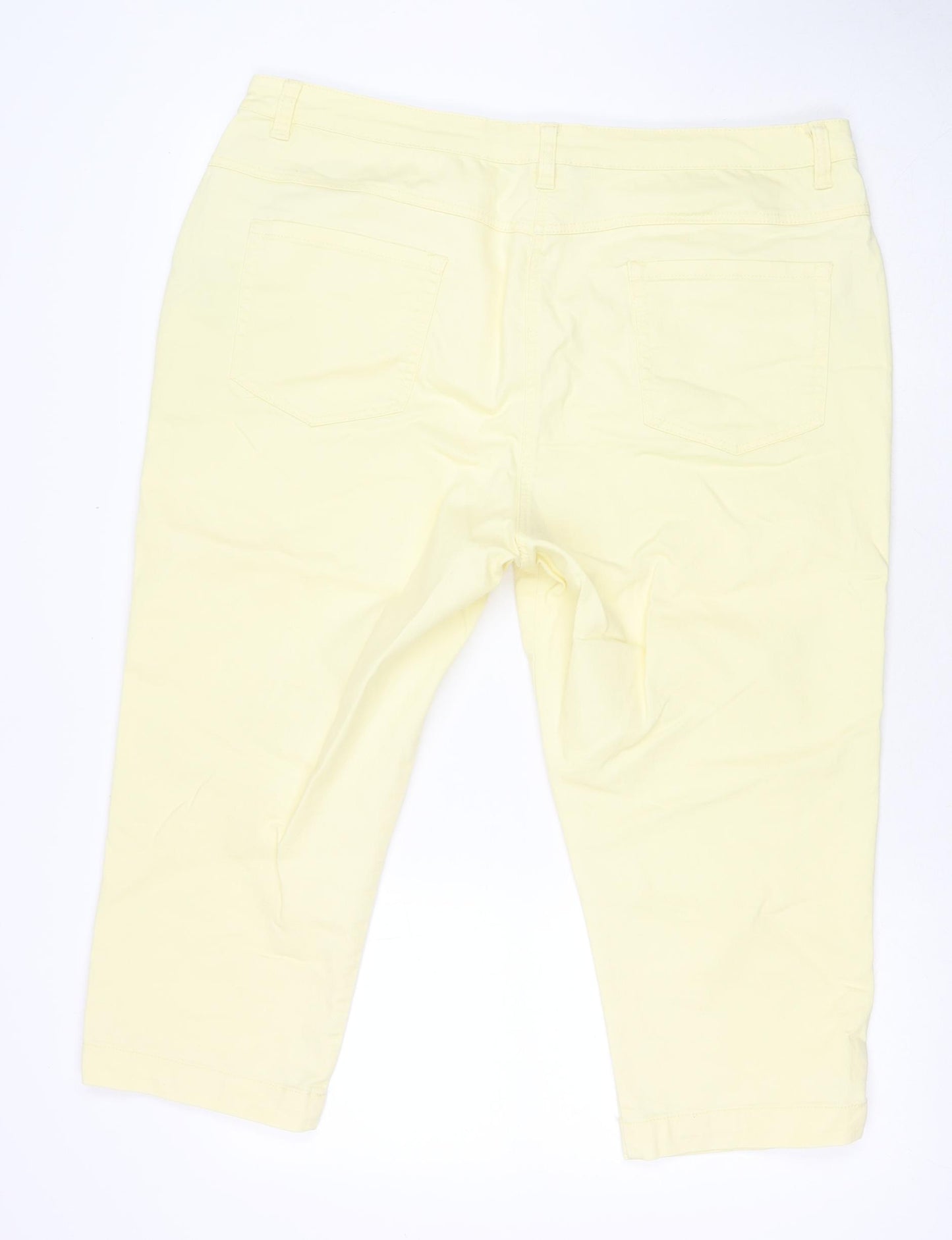 Bonmarché Womens Yellow Cotton Cropped Jeans Size 20 L20 in Regular Zip