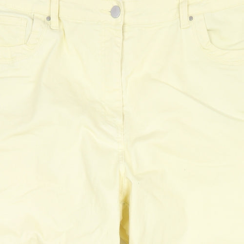 Bonmarché Womens Yellow Cotton Cropped Jeans Size 20 L20 in Regular Zip