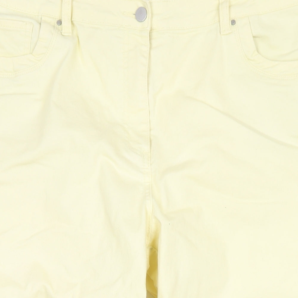 Bonmarché Womens Yellow Cotton Cropped Jeans Size 20 L20 in Regular Zip