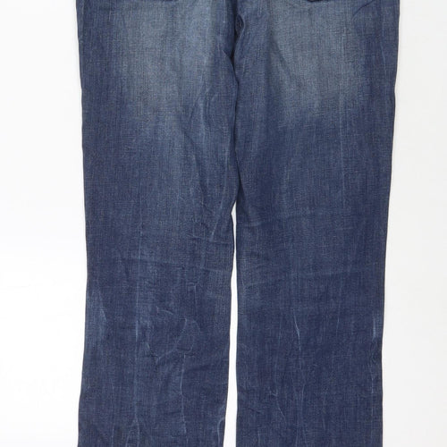 NEXT Womens Blue Cotton Straight Jeans Size 12 L32 in Regular Zip