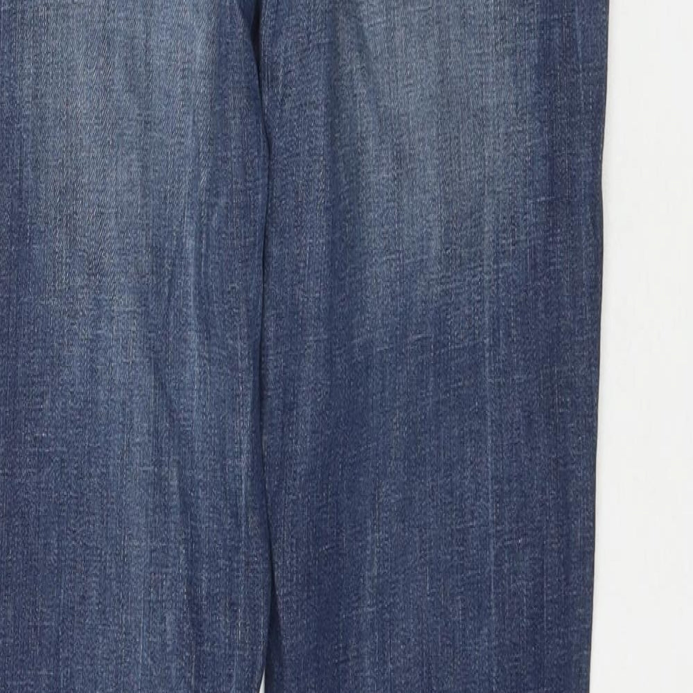 NEXT Womens Blue Cotton Straight Jeans Size 12 L32 in Regular Zip