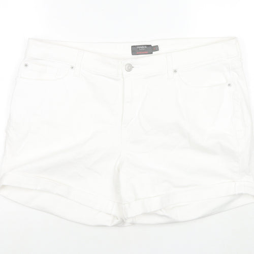 Torrid Womens White Cotton Mom Shorts Size 20 L4 in Regular Zip