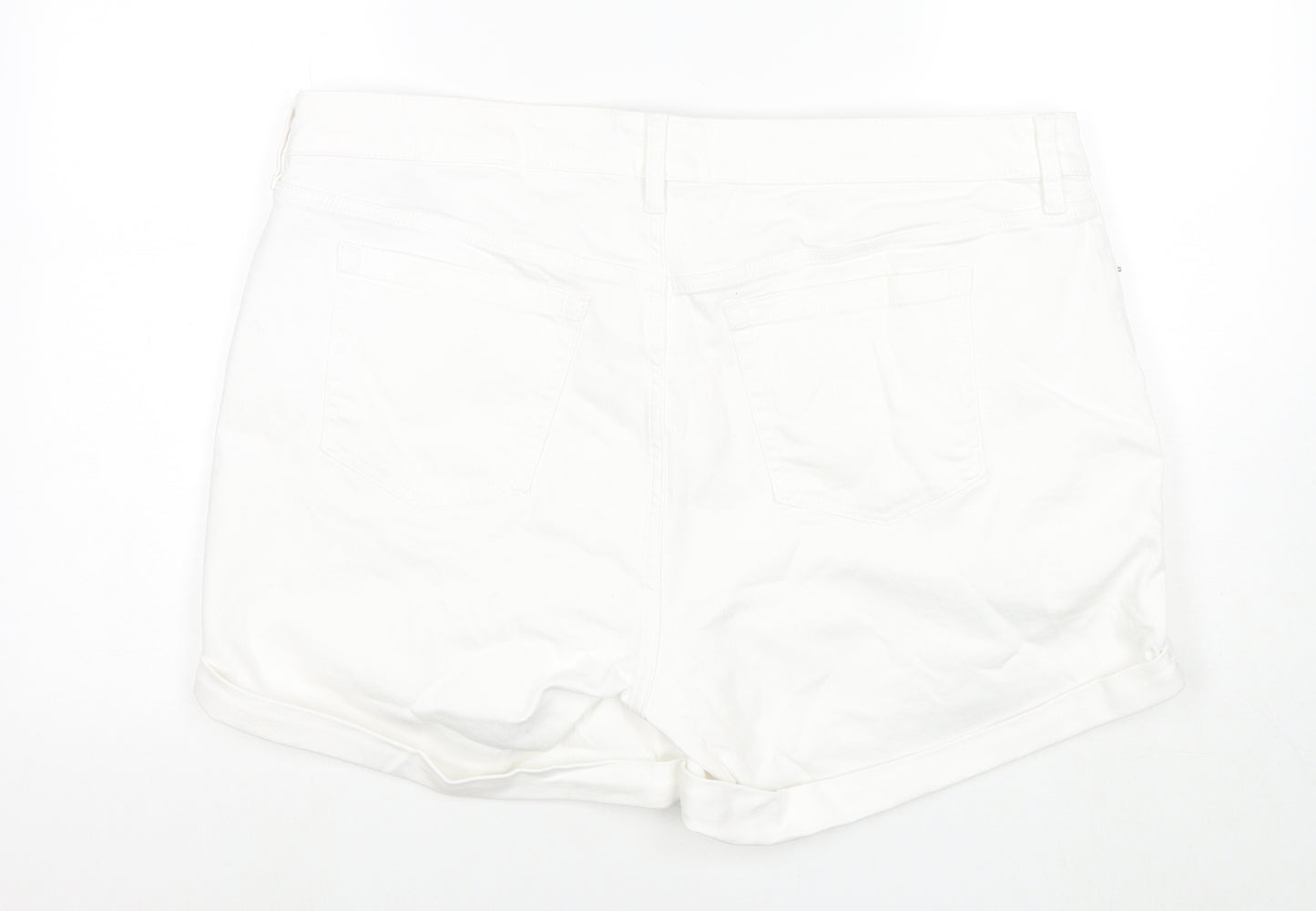 Torrid Womens White Cotton Mom Shorts Size 20 L4 in Regular Zip