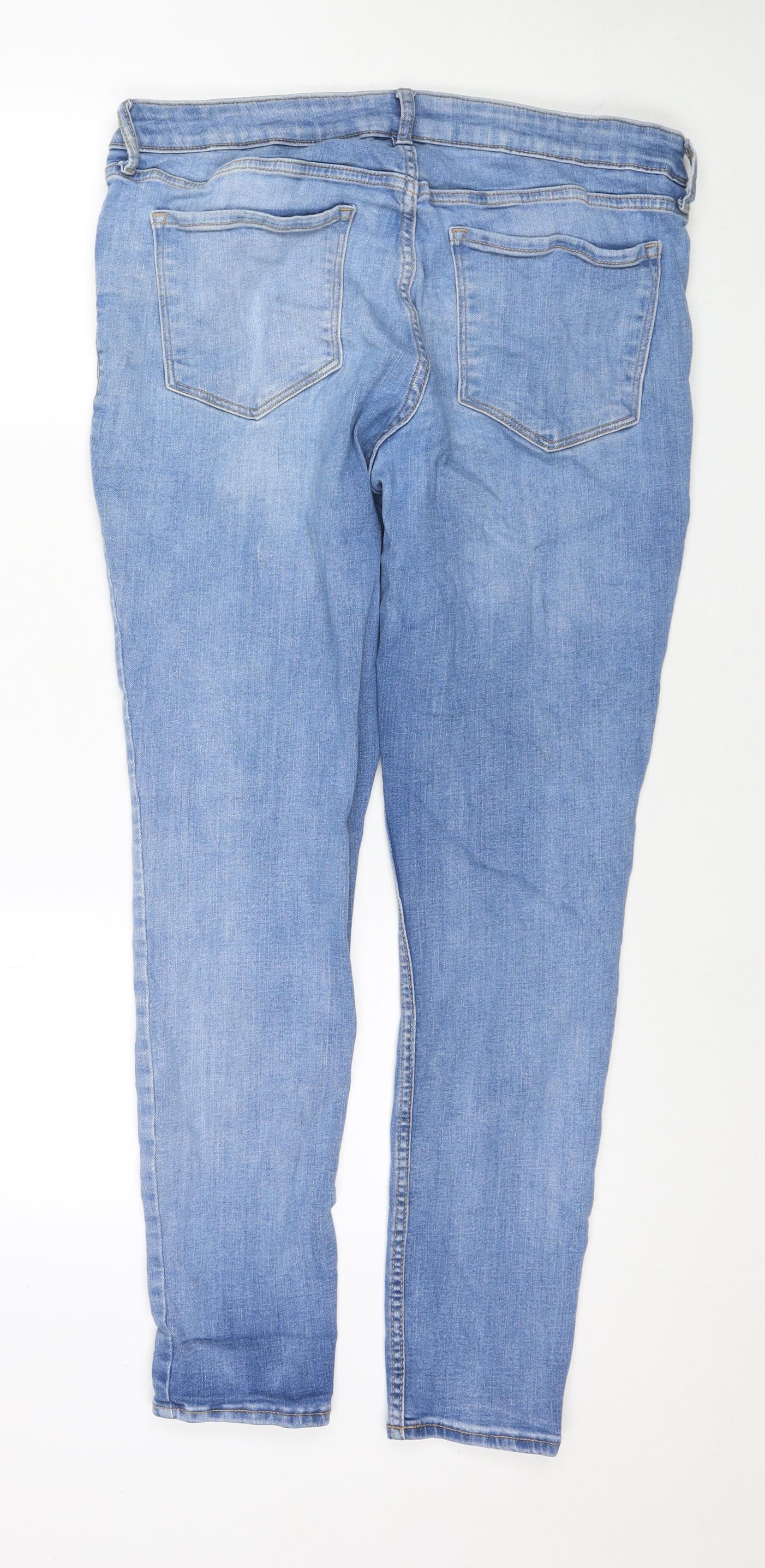 Old Navy Womens Blue Cotton Skinny Jeans Size 16 L29 in Regular Zip