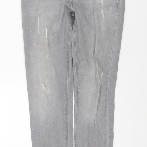 Denim & Co. Womens Grey Cotton Skinny Jeans Size 8 L27 in Regular Zip