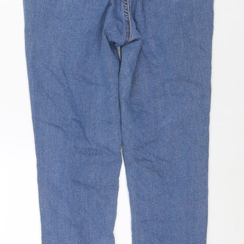 PRETTYLITTLETHING Womens Blue Cotton Straight Jeans Size 8 L28 in Regular Zip