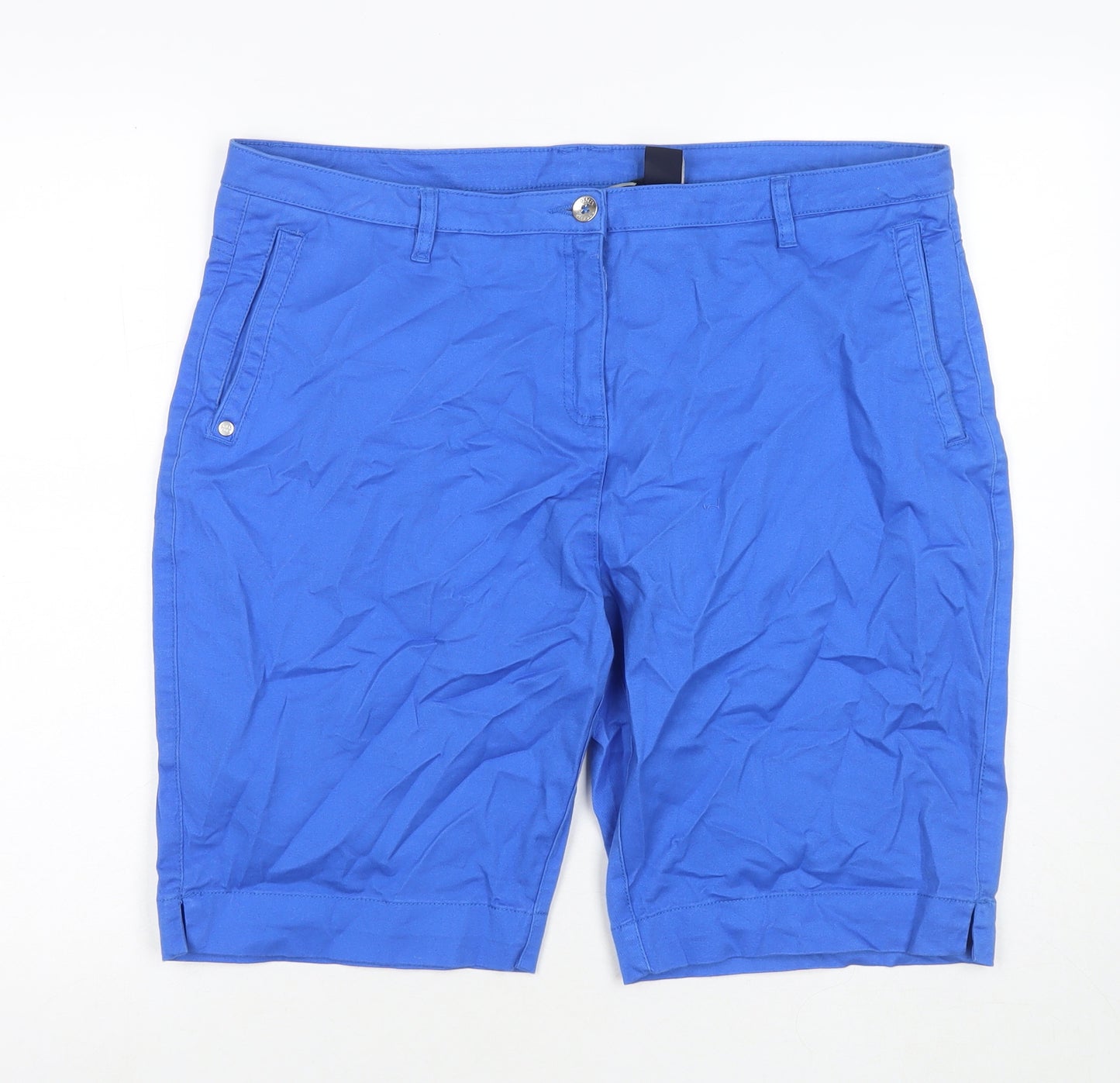 Regatta Womens Blue Cotton Bermuda Shorts Size 18 L10 in Regular Zip