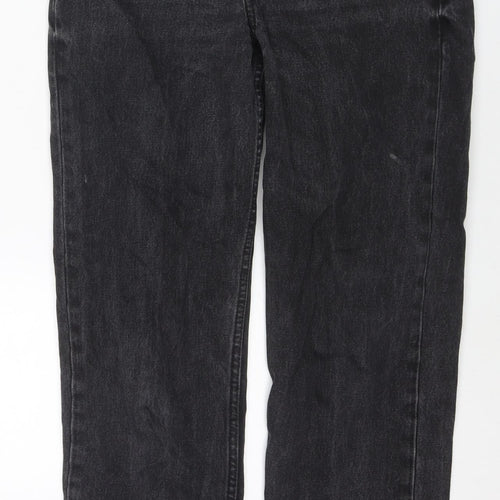 Denim & Co. Womens Black Cotton Straight Jeans Size 8 L26 in Regular Zip