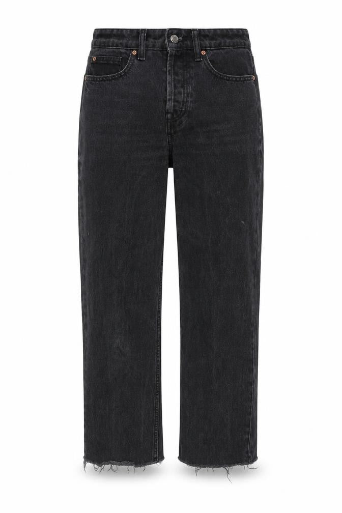 Denim & Co. Womens Black Cotton Straight Jeans Size 8 L26 in Regular Zip