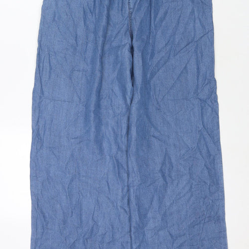 TU Womens Blue Polyester Blend Wide-Leg Jeans Size 12 L30 in Regular Drawstring