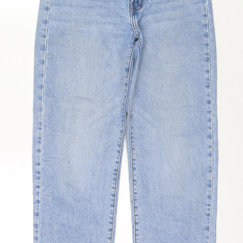 Denim & Co. Womens Blue Cotton Straight Jeans Size 4 L28 in Regular Zip