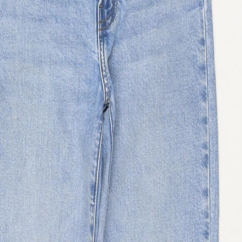 Denim & Co. Womens Blue Cotton Straight Jeans Size 4 L28 in Regular Zip