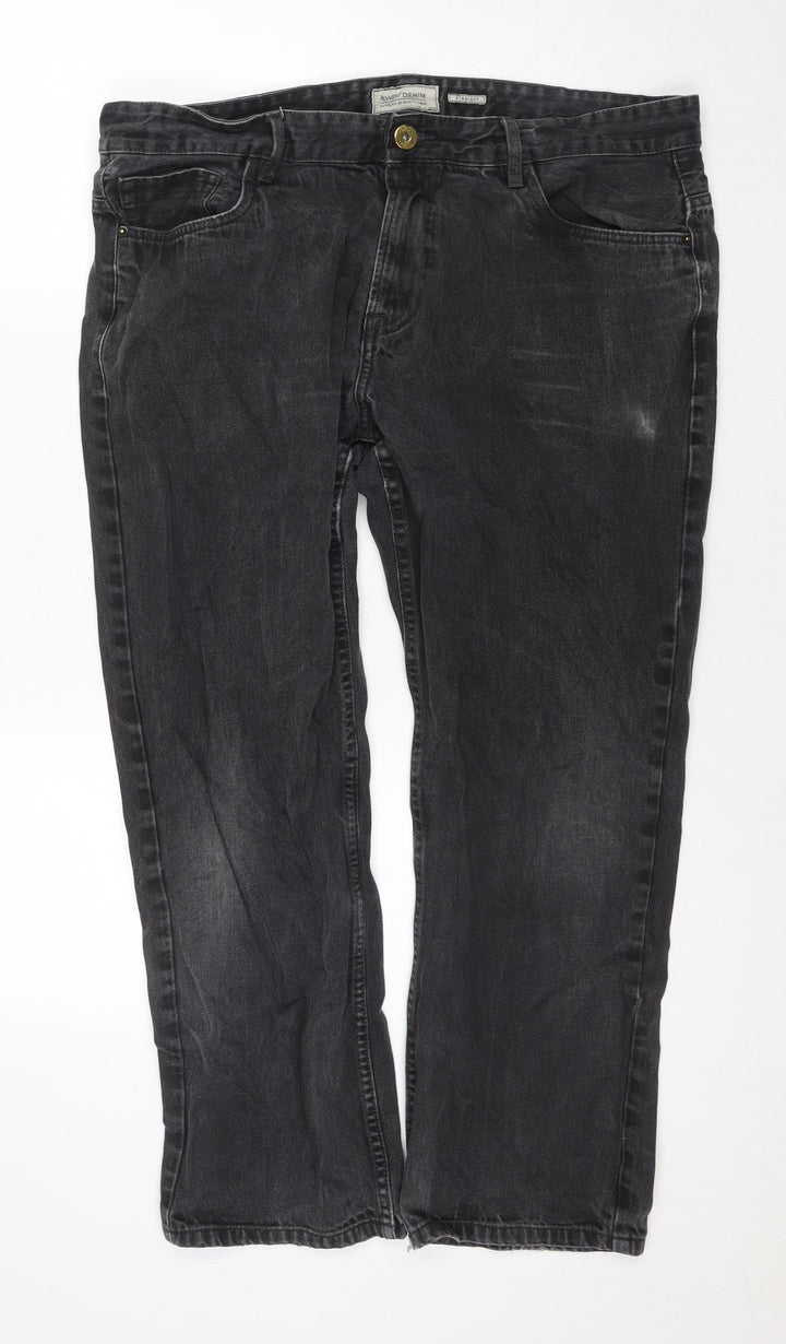 Matalan Womens Grey Cotton Straight Jeans Size 40 in L27 in Regular Zip