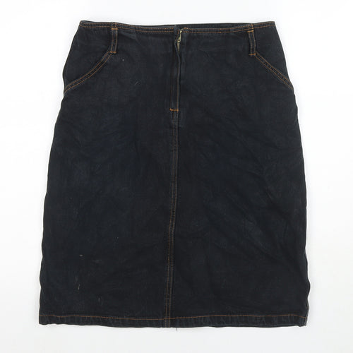 Jeffrey Rogers Womens Black Cotton A-Line Skirt Size 10 Zip