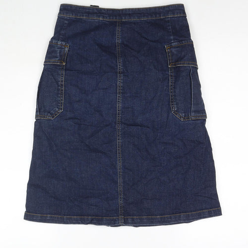 NEXT Womens Blue Cotton Cargo Skirt Size 8 Zip