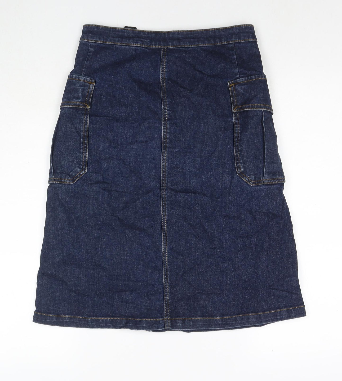 NEXT Womens Blue Cotton Cargo Skirt Size 8 Zip