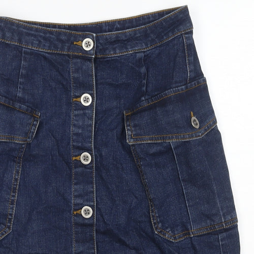 NEXT Womens Blue Cotton Cargo Skirt Size 8 Zip
