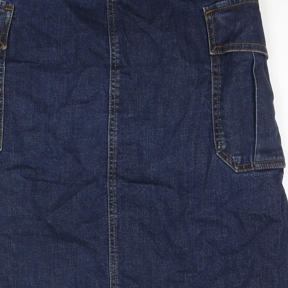NEXT Womens Blue Cotton Cargo Skirt Size 8 Zip
