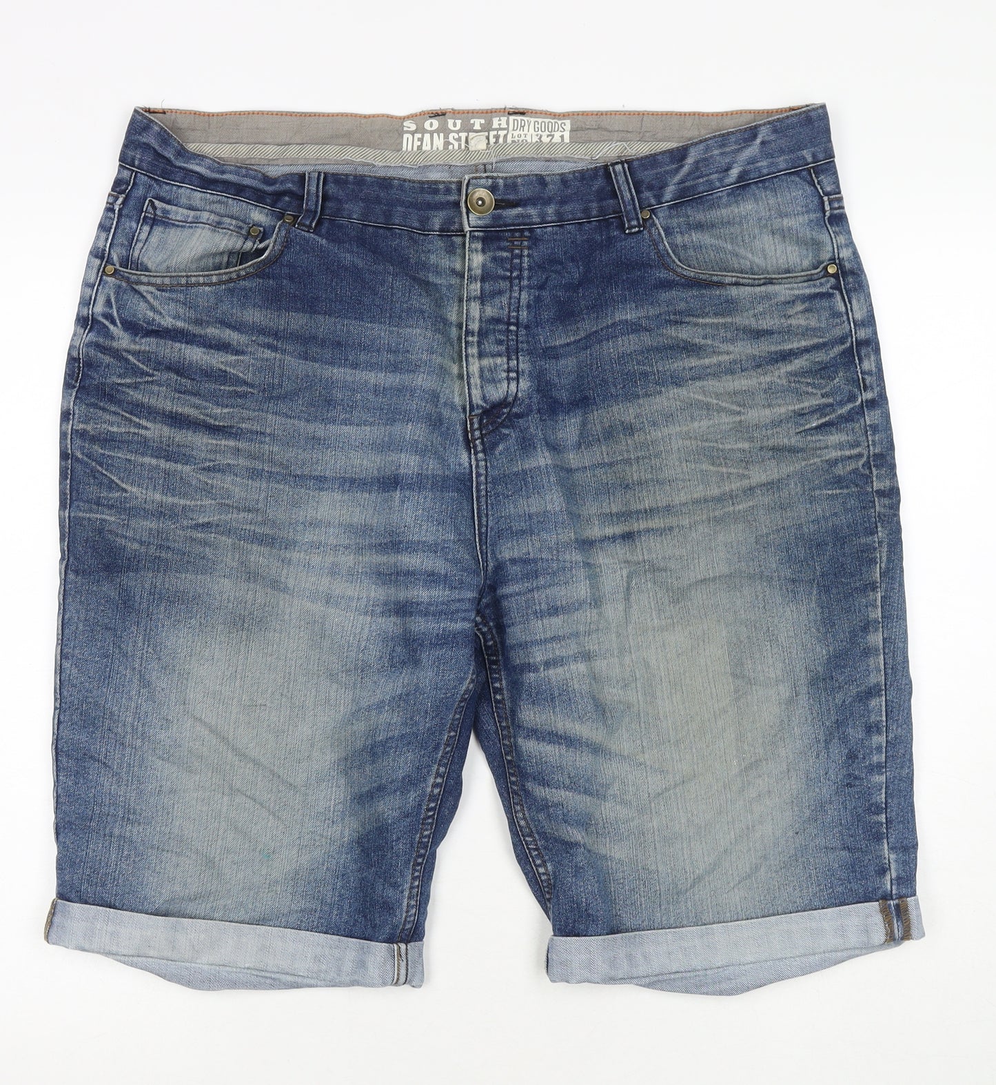George Mens Blue Cotton Bermuda Shorts Size 40 in L11 in Regular Zip